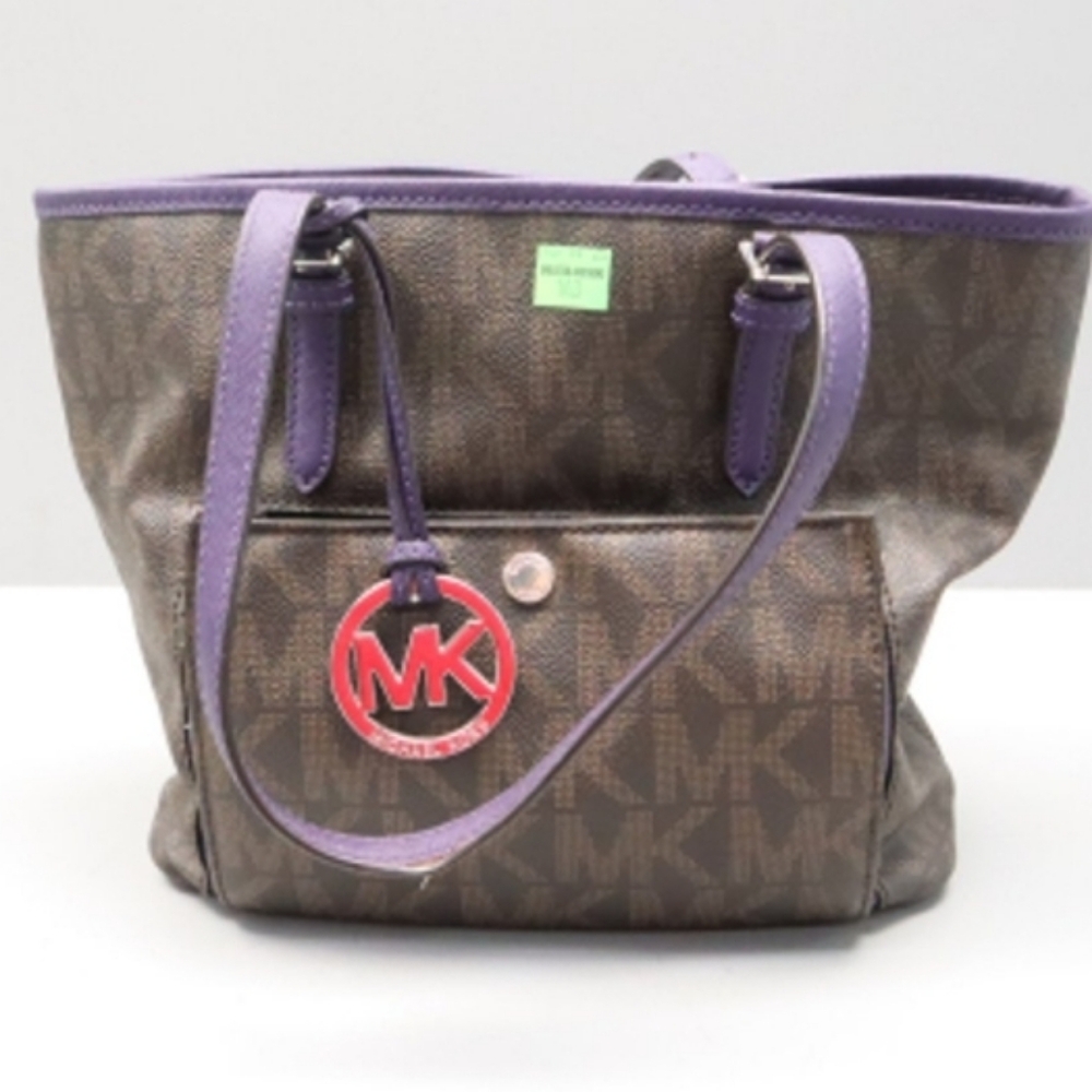 Michael Kors Tote in Brown with Purple Trim